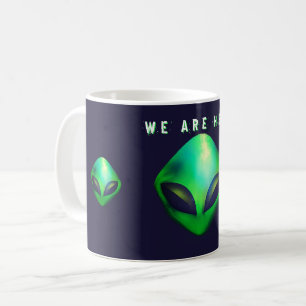 Caneca De Café "Nós Estamos Aqui" cabeça de Alien Verde
