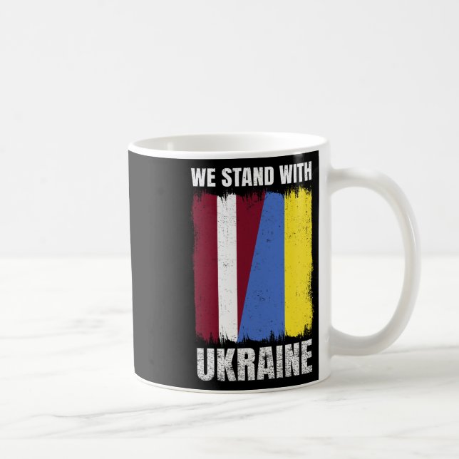 Caneca De Café Nós estamos com a amizade ucraniana letã (Direita)