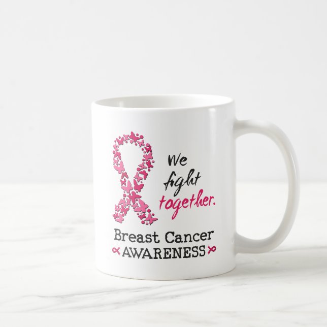Caneca De Café Nós lutamos juntos contra o Cancer da Mama (Direita)