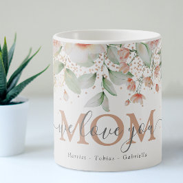 Caneca De Café 'Nós te amamos' MÃE Personalizado Floral Decorativ