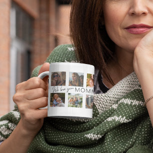 Caneca De Café Nós Te Amamos Mamãe   Colagem de Fotos Personaliza