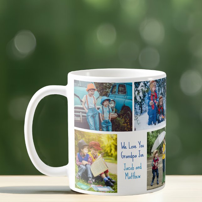 Caneca De Café Nós Te Amo Netos Do Vovô Colagem Fotográfica (Criador carregado)