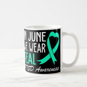 Caneca De Café Nós Vestimos Teal Para O Coração De Fita De Sensib