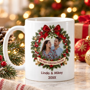 Caneca De Café Nossa Primeira Foto de Natal Juntos Casal