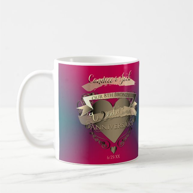 Caneca De Café "Nosso 8º aniversário do casamento em bronze" Tour (Esquerda)