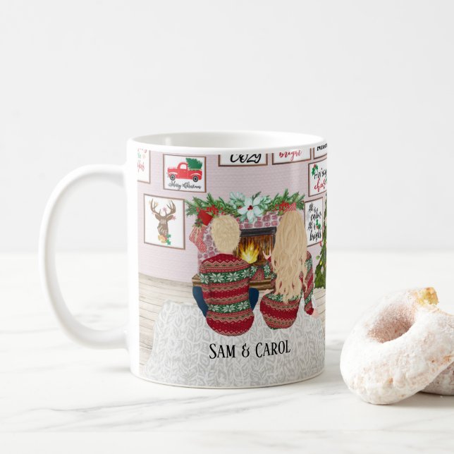 Caneca De Café Nosso primeiro Natal, Casado e Feliz, Sr. & Sra. M (Com Donut)