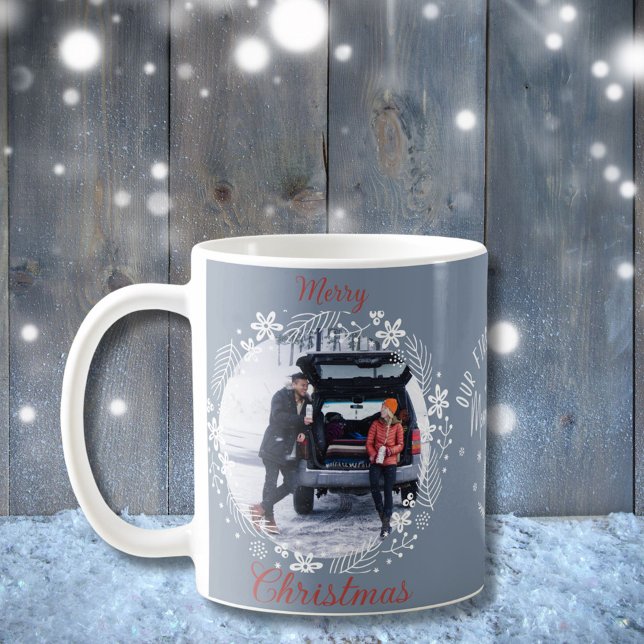 Caneca De Café Nosso Primeiro Natal Casados Feliz Lua de Mel Foto (Criador carregado)