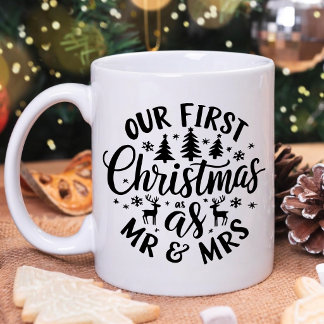 Caneca De Café Nosso Primeiro Natal como Marido e Mulher Presente