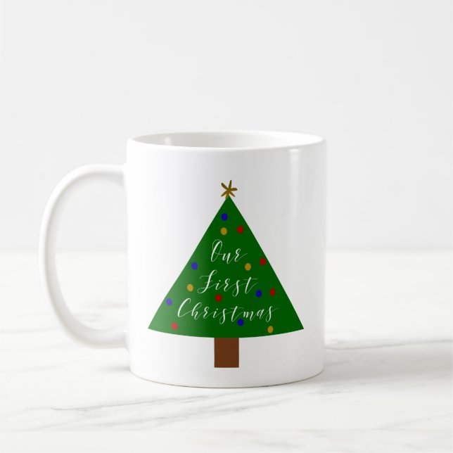 Caneca De Café Nosso Primeiro Natal Recém-Casados Casamento Féria (Esquerda)