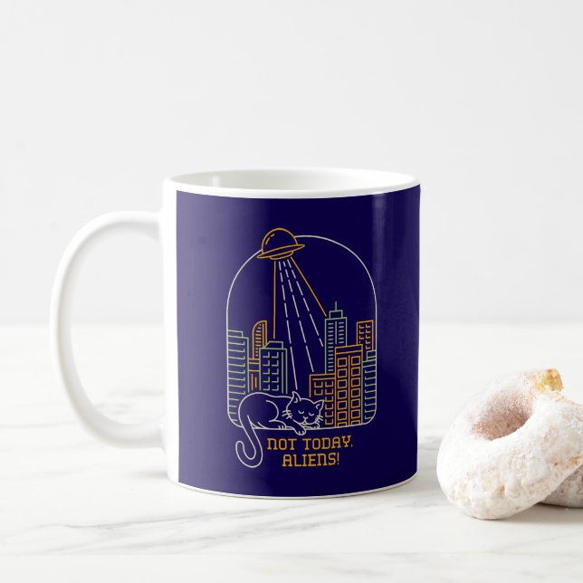 Caneca De Café Not Today Aliens (Com Donut)