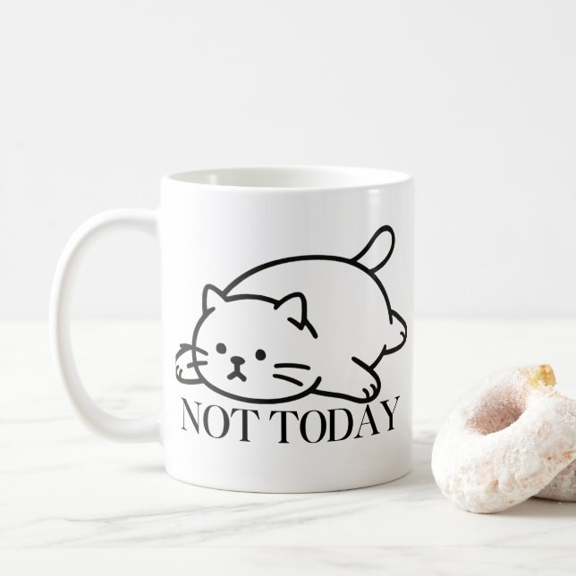 Caneca De Café Not Today Cute Lazy Cat Mood (Com Donut)