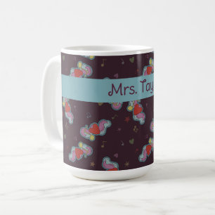 Caneca De Café Nota de Amor: Doodles para Music Lovers Name Teal