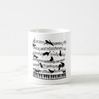 Caneca De Café Nota De Música De Gato Engraçado, Presente Para Pi