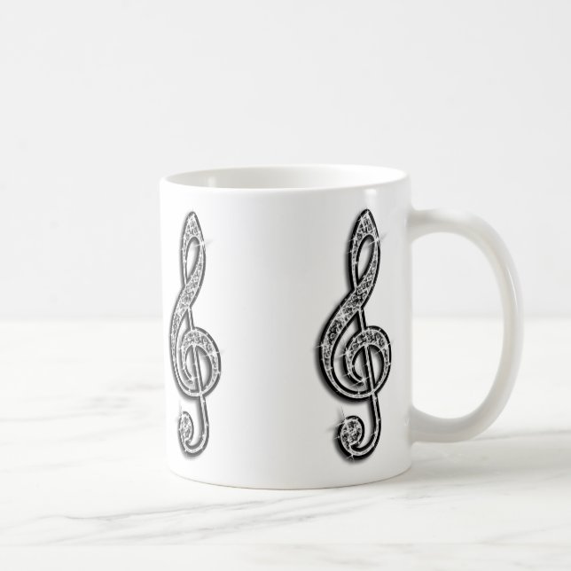 Caneca De Café Nota Musical Brilhante Preta (Direita)