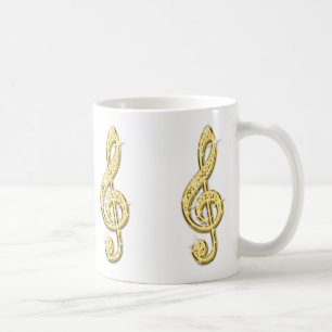 Caneca De Café Nota Musical de Música Dourada Brilhante