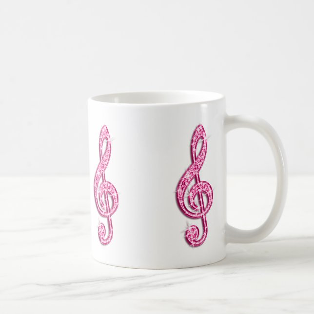Caneca De Café Nota Musical Rosa Brilhante (Direita)