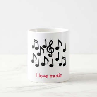 Caneca De Café notas da música, eu amo a música