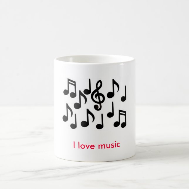 Caneca De Café notas da música, eu amo a música (Centro)