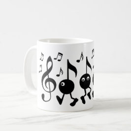 Caneca De Café Notas de Música de Cartoon