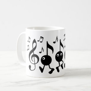 Caneca De Café Notas de Música de Cartoon