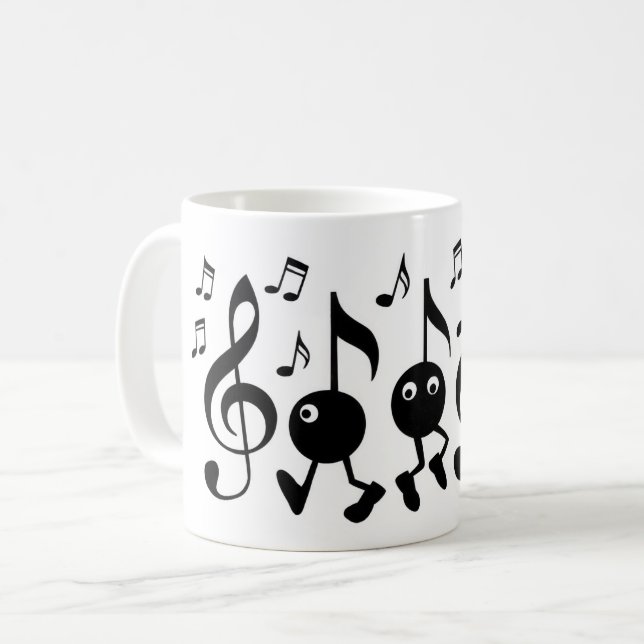 Caneca De Café Notas de Música de Cartoon (Frente Esquerda)