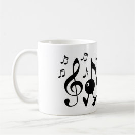 Caneca De Café Notas de Música de Cartoon