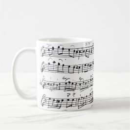 Caneca De Café Notas de Música de Folha Manuscrita de Vintage Ele