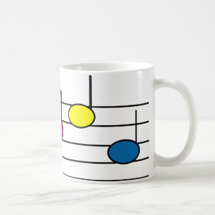 Caneca De Café Notas de Música Funcionarios Colorido