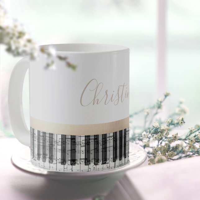 Caneca De Café notas de música piano (Criador carregado)