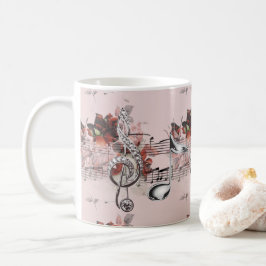 Caneca De Café Notas de prata da partitura & da música dos rosas