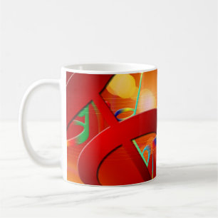 Caneca De Café Notas e símbolos coloridos de música vermelha
