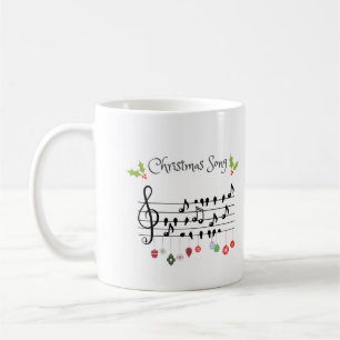 Caneca De Café Notas Musicais Canção de Natal Holly