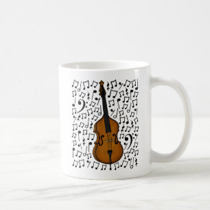 Caneca De Café Notas Musicais de Bass Duplo, Músico de Bassista J