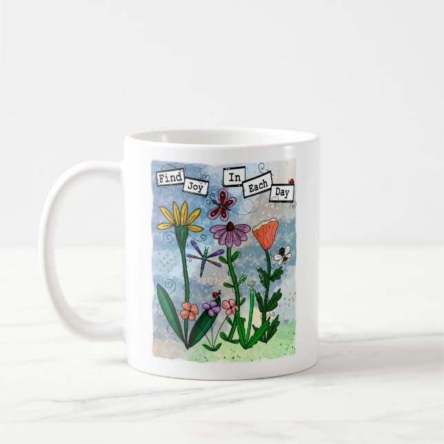 Caneca De Café Notas Musicais de Flores Personalizadas e Trabalho (Esquerda)