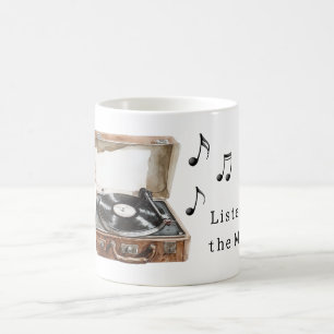 Caneca De Café Notas Musicais de Tocador de Discos