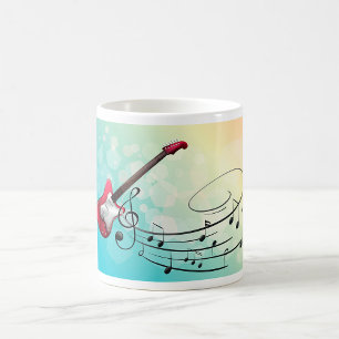 Caneca De Café Notas Musicais de Violão Elétrico