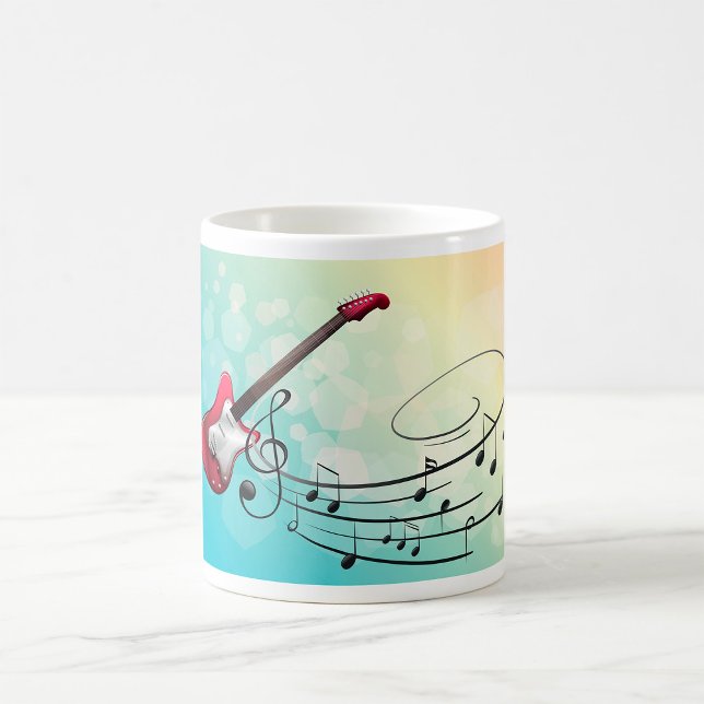 Caneca De Café Notas Musicais de Violão Elétrico (Criador carregado)