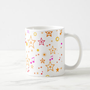 Caneca De Café Notas musicais e estrelas: