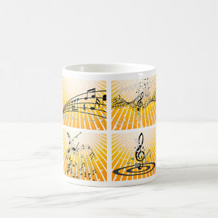 Caneca De Café Notas Musicais Explodem Abstrato