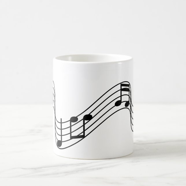 Caneca De Café Notas Musicais Negras em Fluxo em Escala (Centro)