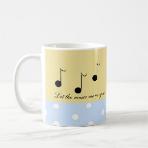 Caneca De Café Notas Musicais Pretas com Ditos Musicais