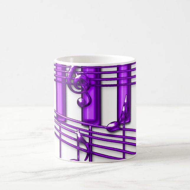 Caneca De Café Notas roxas da música do teclado de piano (Centro)