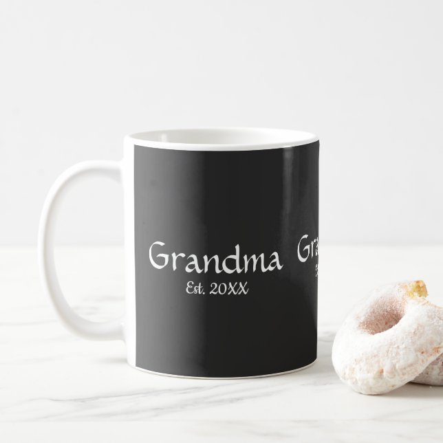 Caneca De Café Nova Avó Presente Avó Estabelecida (Com Donut)