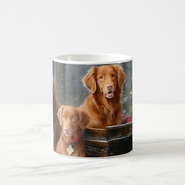 Caneca De Café Nova Escócia Duck Toller Retriever Snowy Sleigh (Centro)