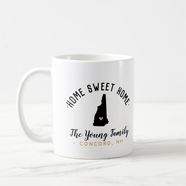 Caneca De Café Nova Hampshire Home Sweet Home Family Monograma Mu (Esquerda)