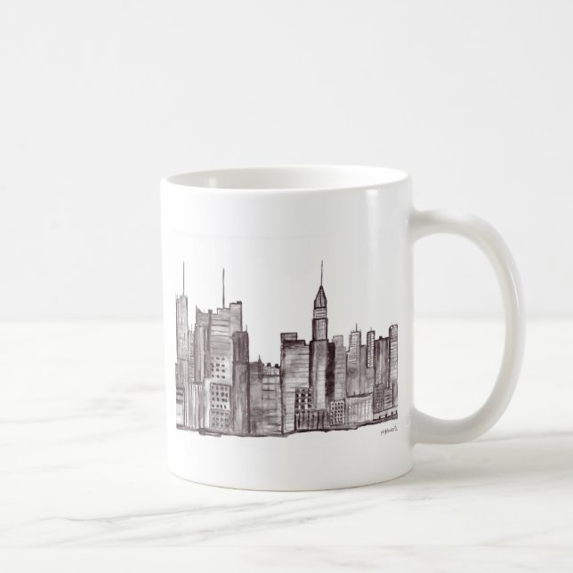 Caneca De Café Nova Iorque aquarela de Manhattan (Direita)