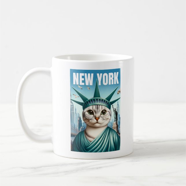 Caneca De Café Nova Iorque Cat Estátua de Liberty Mug - NYC (Esquerda)