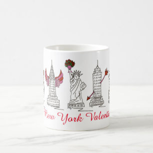 Caneca De Café Nova Iorque NYC Dia de os namorados Landmarks
