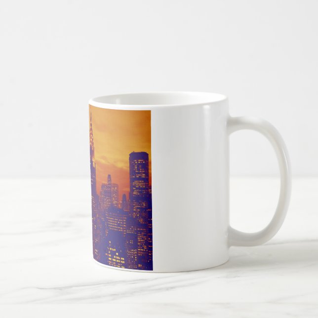 Caneca De Café Nova Iorque Pop de Arte Azul Laranja (Direita)
