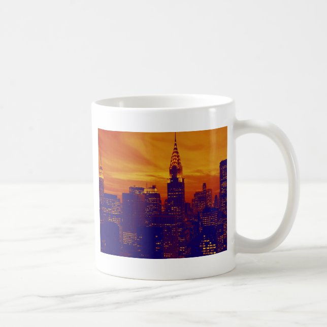 Caneca De Café Nova Iorque Pop de Arte Azul Laranja (Direita)